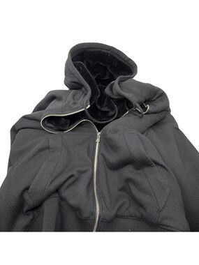 Armani Exchange Black Faux Fur Lined Large Hoodie